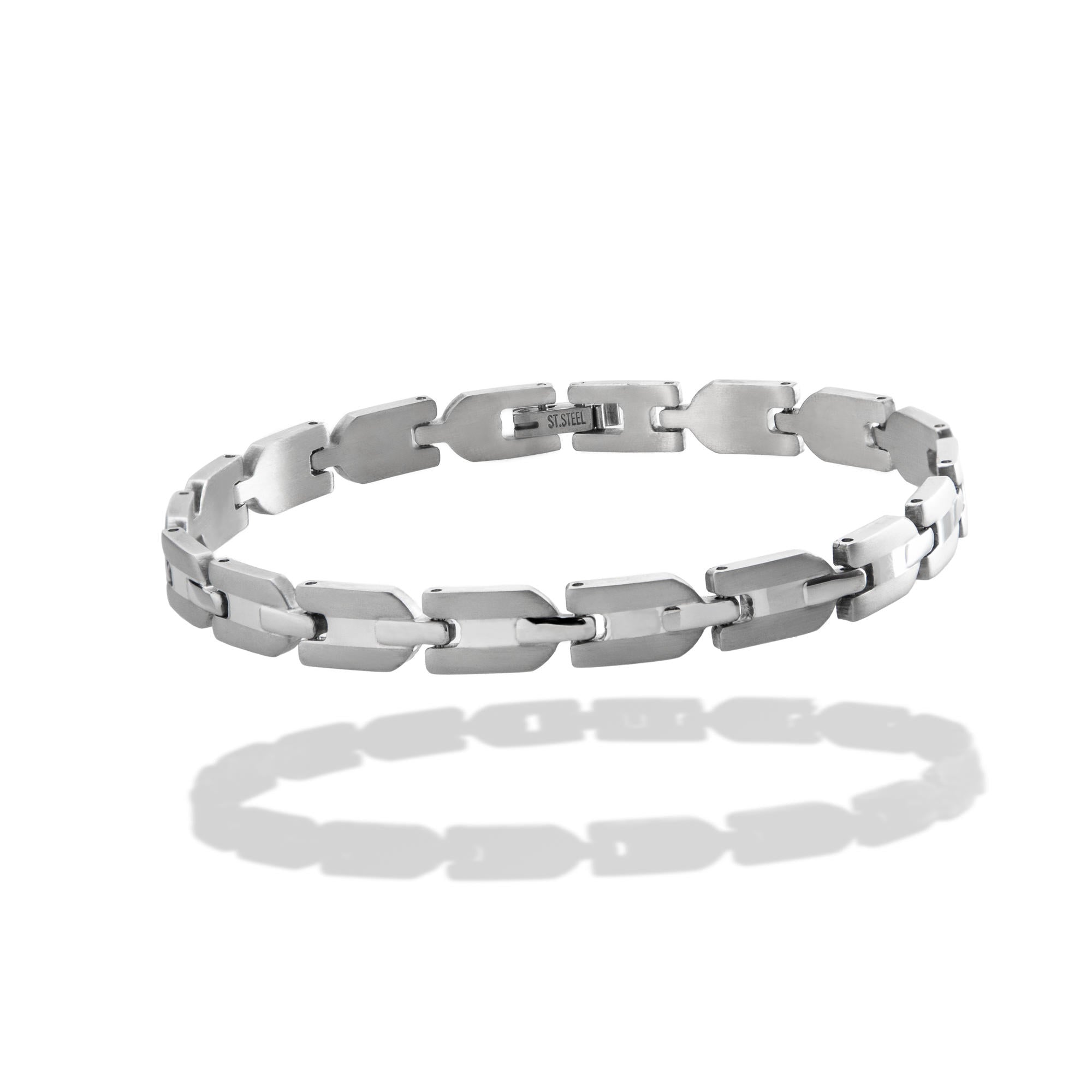 Pulsera eslabon espiga arenado y liso 21cm