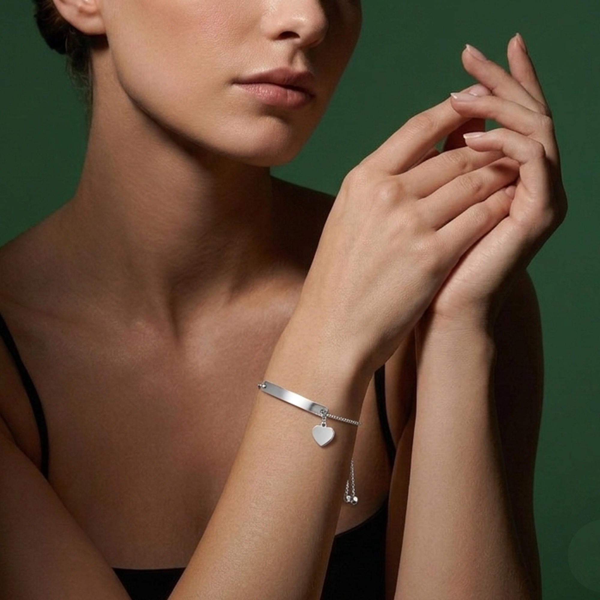Esclava ajustable con placa lisa corazon liso colgante 10mm