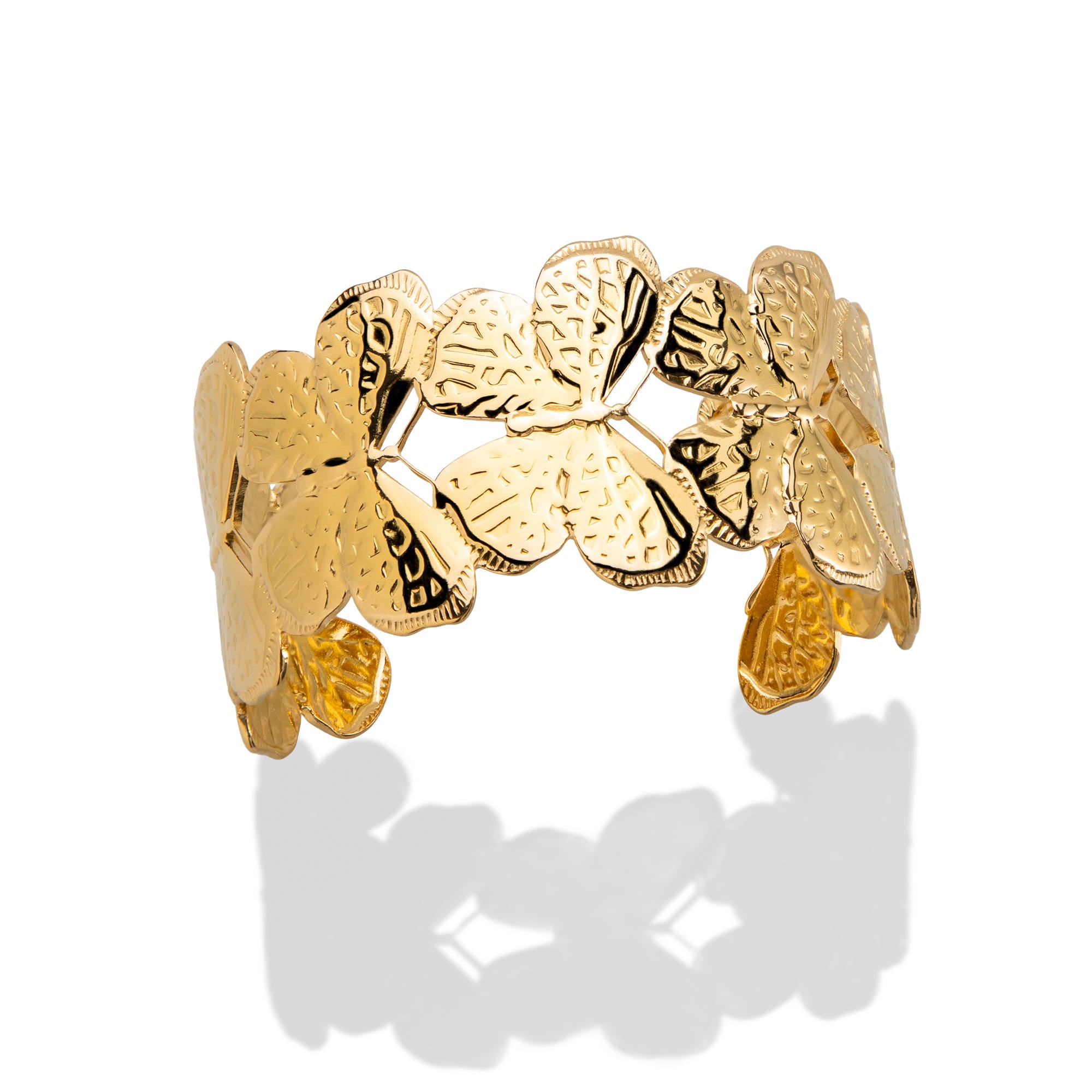 Brazalete ajustable de mariposas grabadas 6.5cm