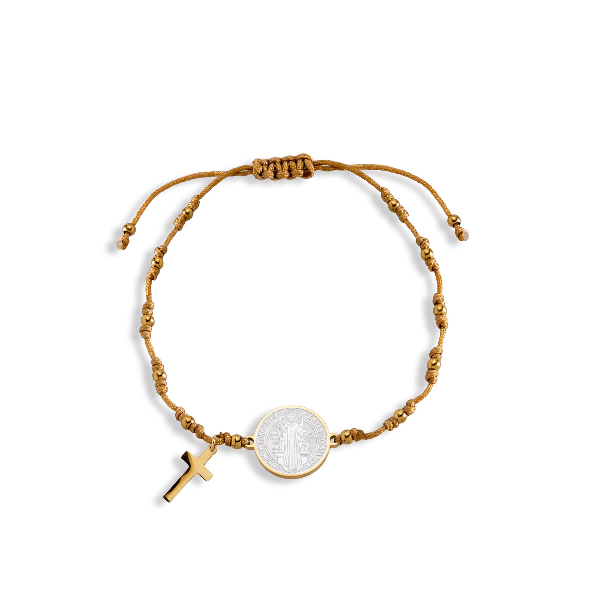 Pulsera ajustable hilo Cruz San Benito 15-17mm