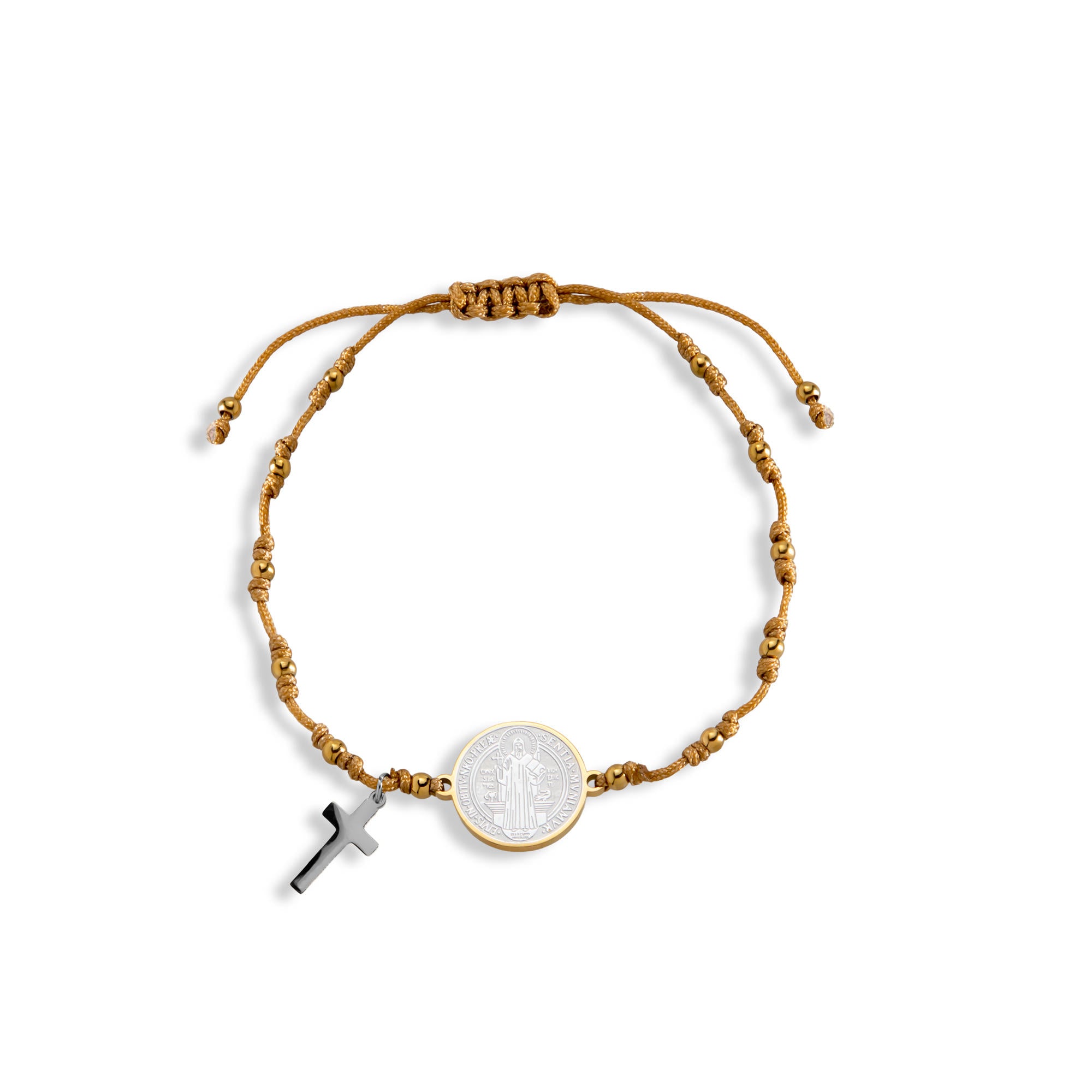 Pulsera ajustable hilo Cruz San Benito 15-17mm