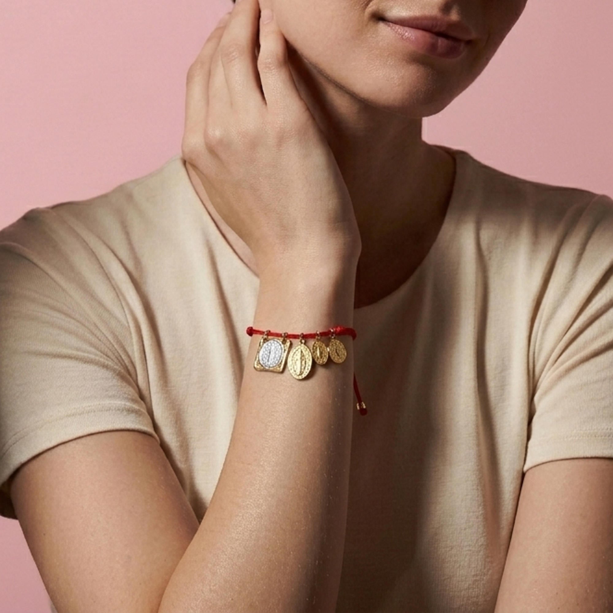 Pulsera ajustable hilo dijes colgantes San Benito 8-18mm