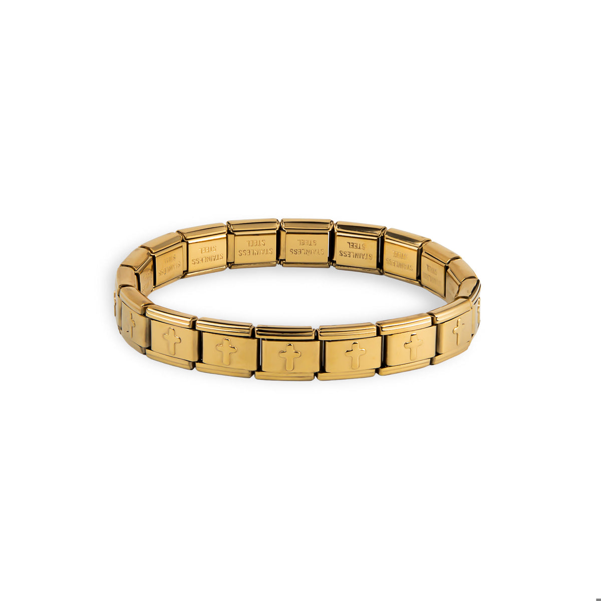Brazalete ajustable eslabon italiano con Cruces 9mm