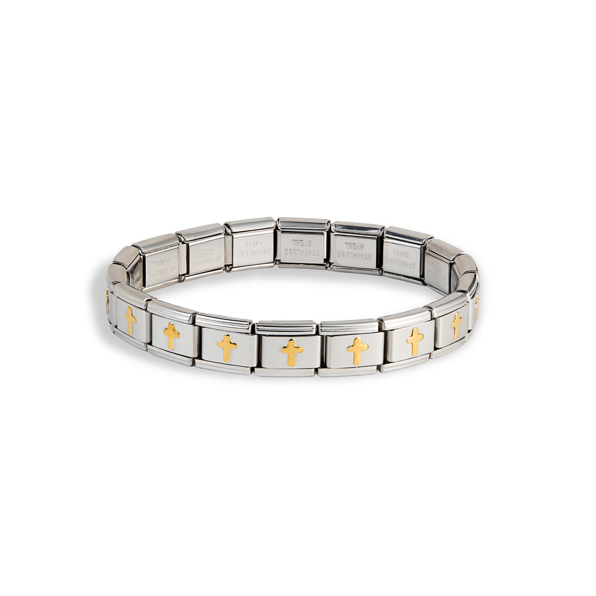 Brazalete ajustable eslabon italiano con Cruces 9mm