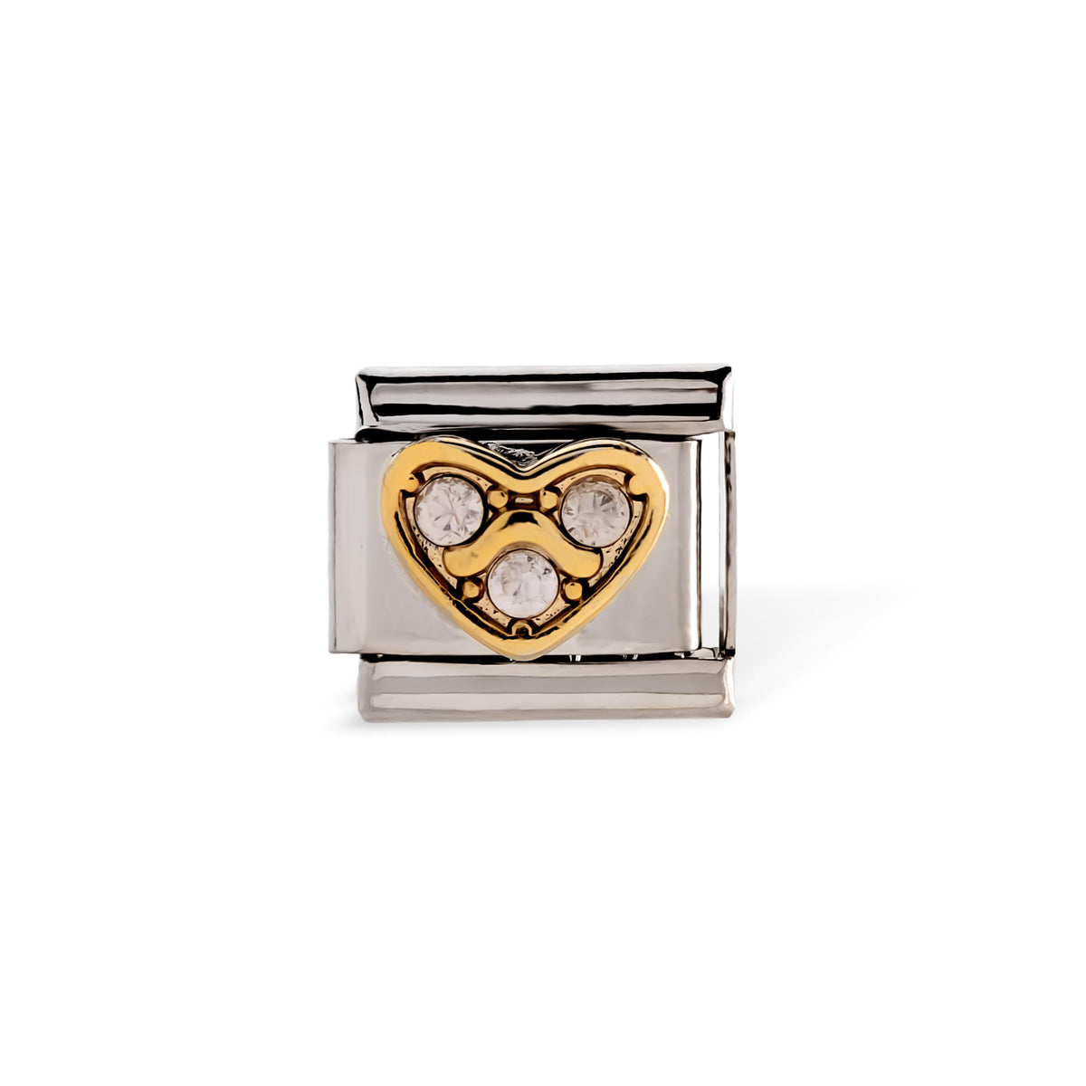Charm eslabon italiano corazon con cristales 9x10mm