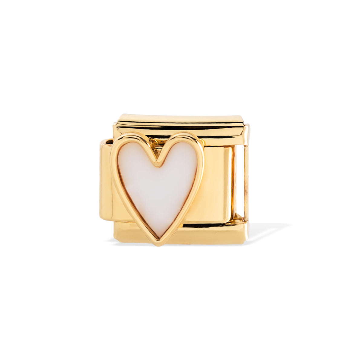 Eslabon italiano con corazon nacarado 11x9mm