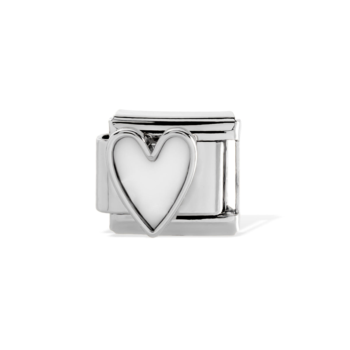 Eslabon italiano con corazon nacarado 11x9mm