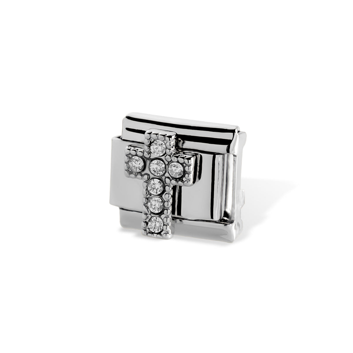 Eslabon italiano con Cruz de cristales 11x9mm