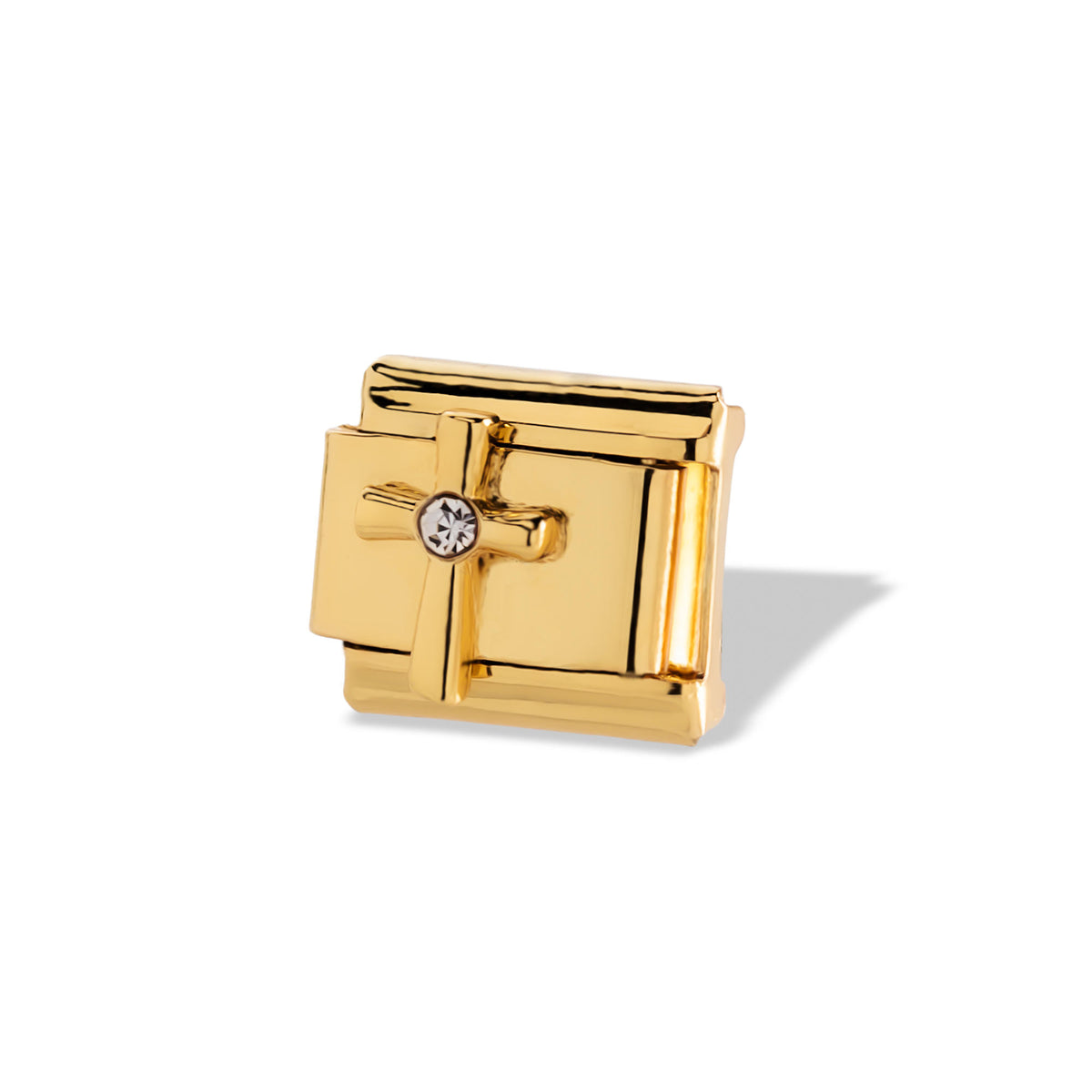 Eslabon italiano con cruz lisa y cristal 11x9mm