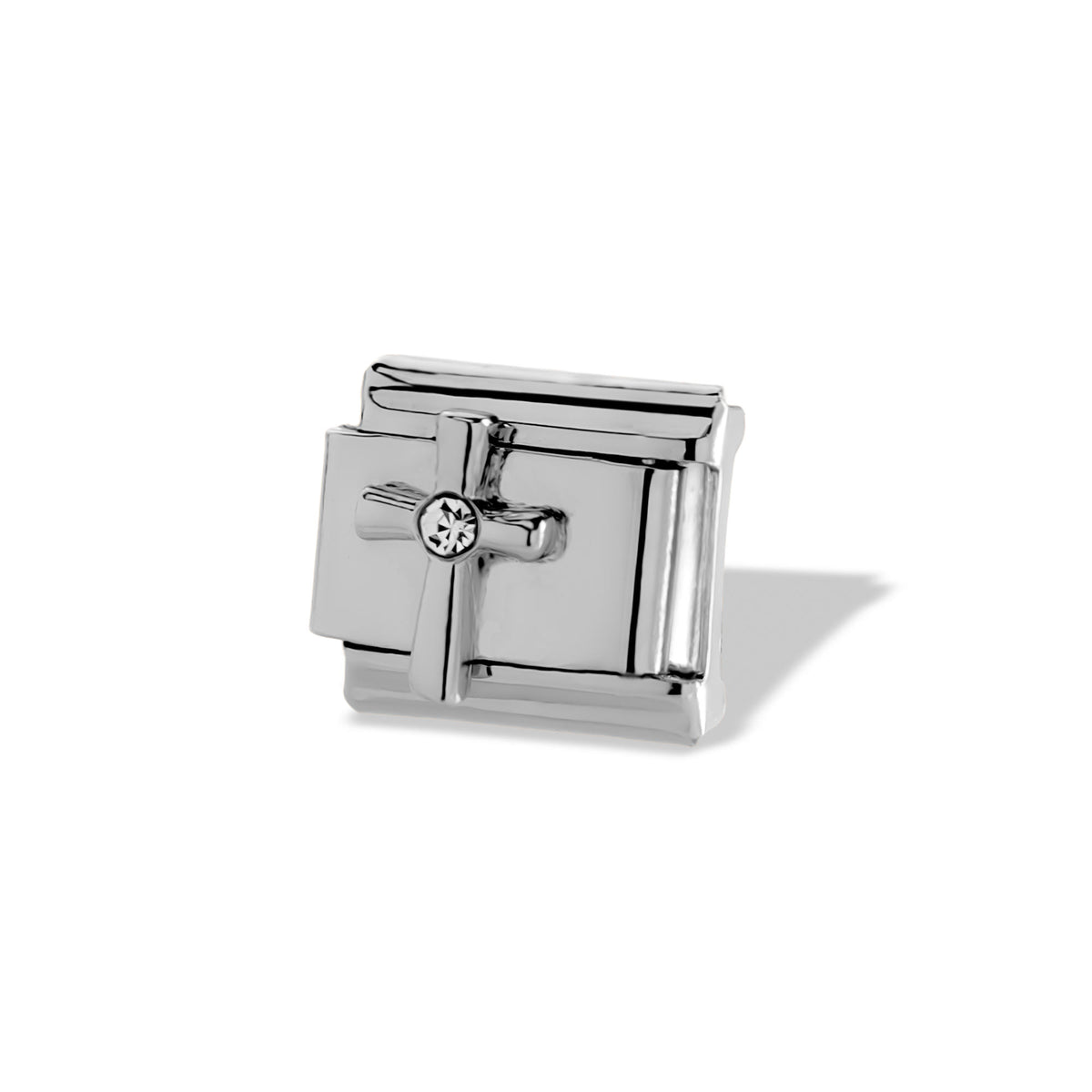 Eslabon italiano con cruz lisa y cristal 11x9mm