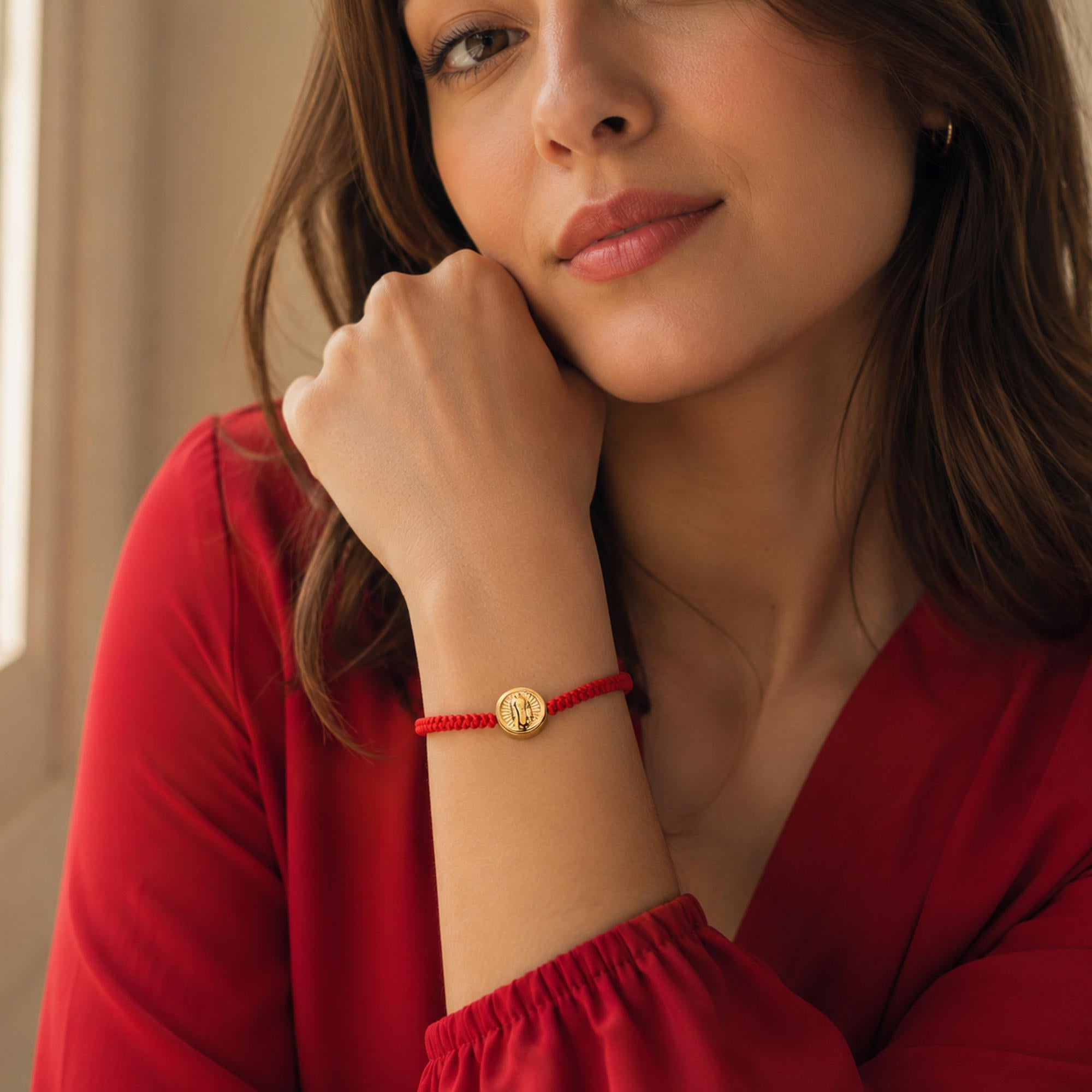 Pulsera ajustable hilo tejido Virgen de Guadalupe 11mm