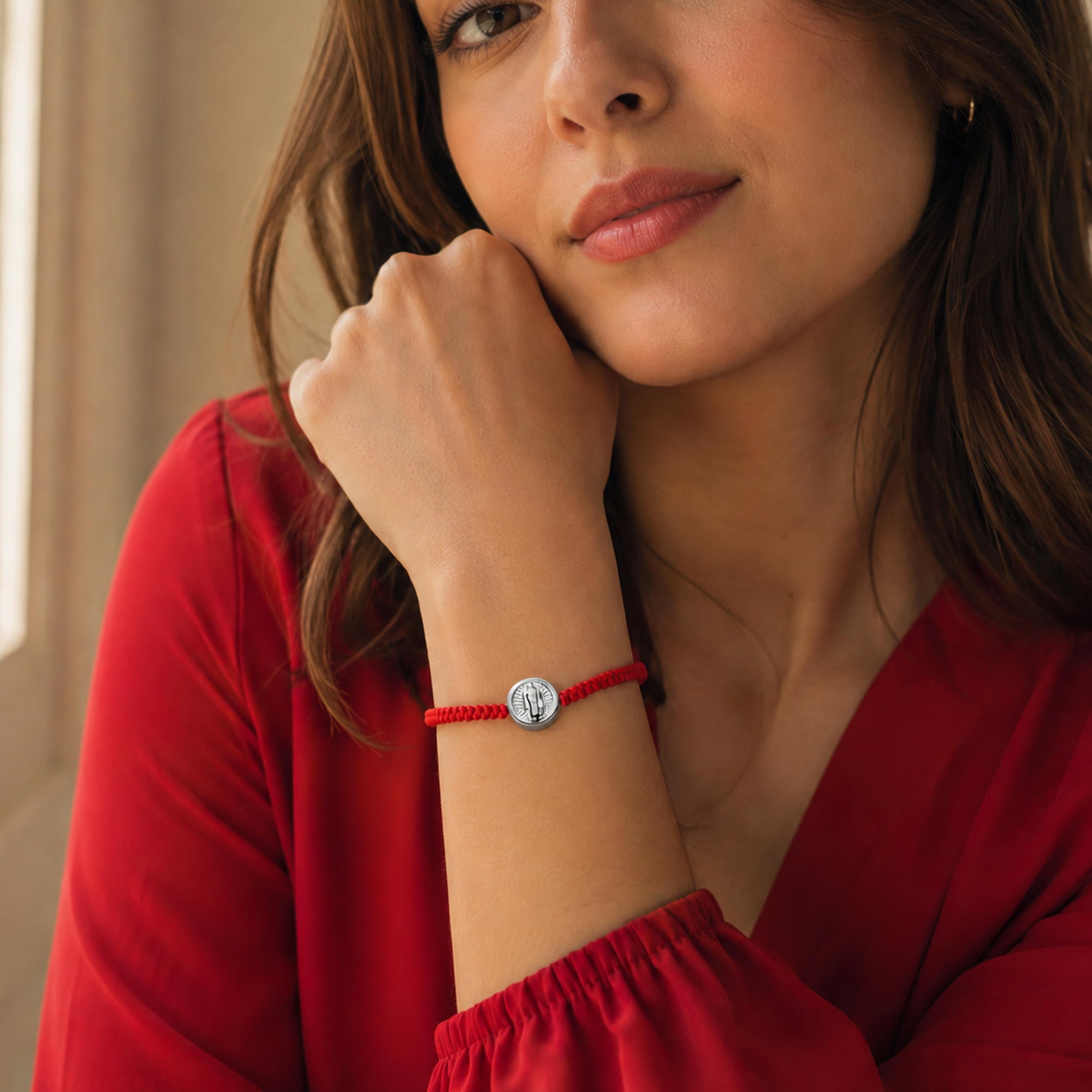 Pulsera ajustable hilo tejido Virgen de Guadalupe 11mm