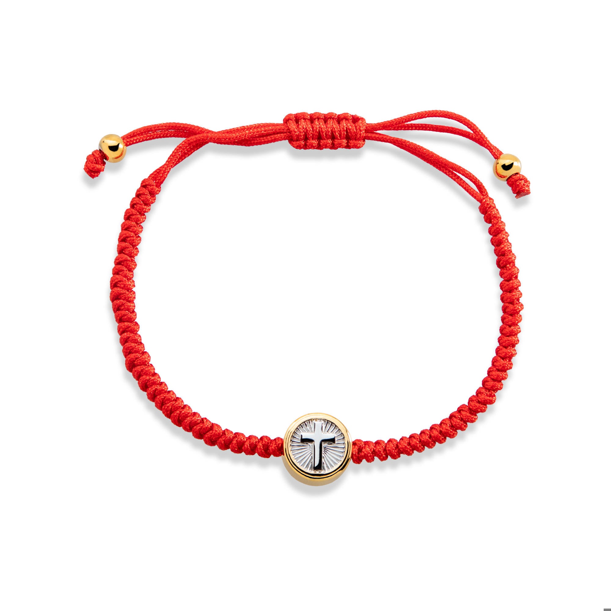 Pulsera ajustable hilo tejido Cruz biselada 11mm