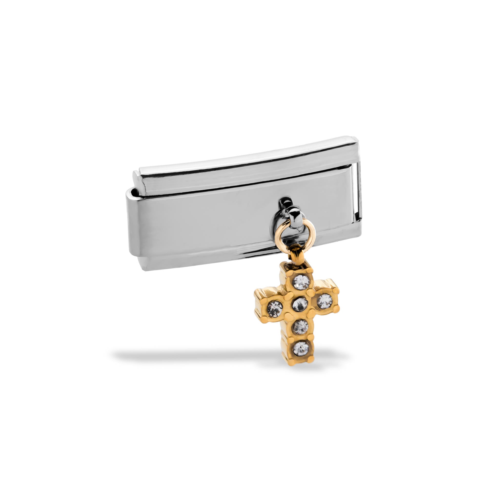 Charm eslabon italiano Cruz colgante con cristales 20x10mm