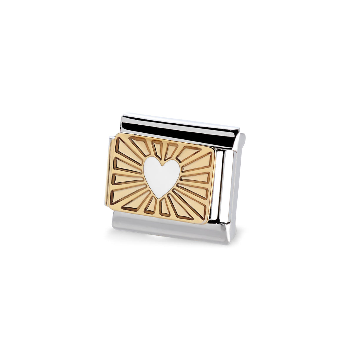 Eslabón italiano corazón blanco con resplandor 11x9mm
