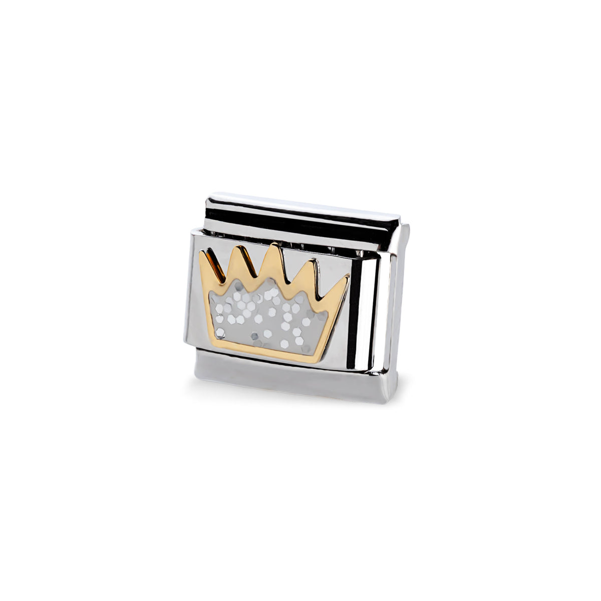 Eslabón italiano con corona blanca y brillo 11x9mm