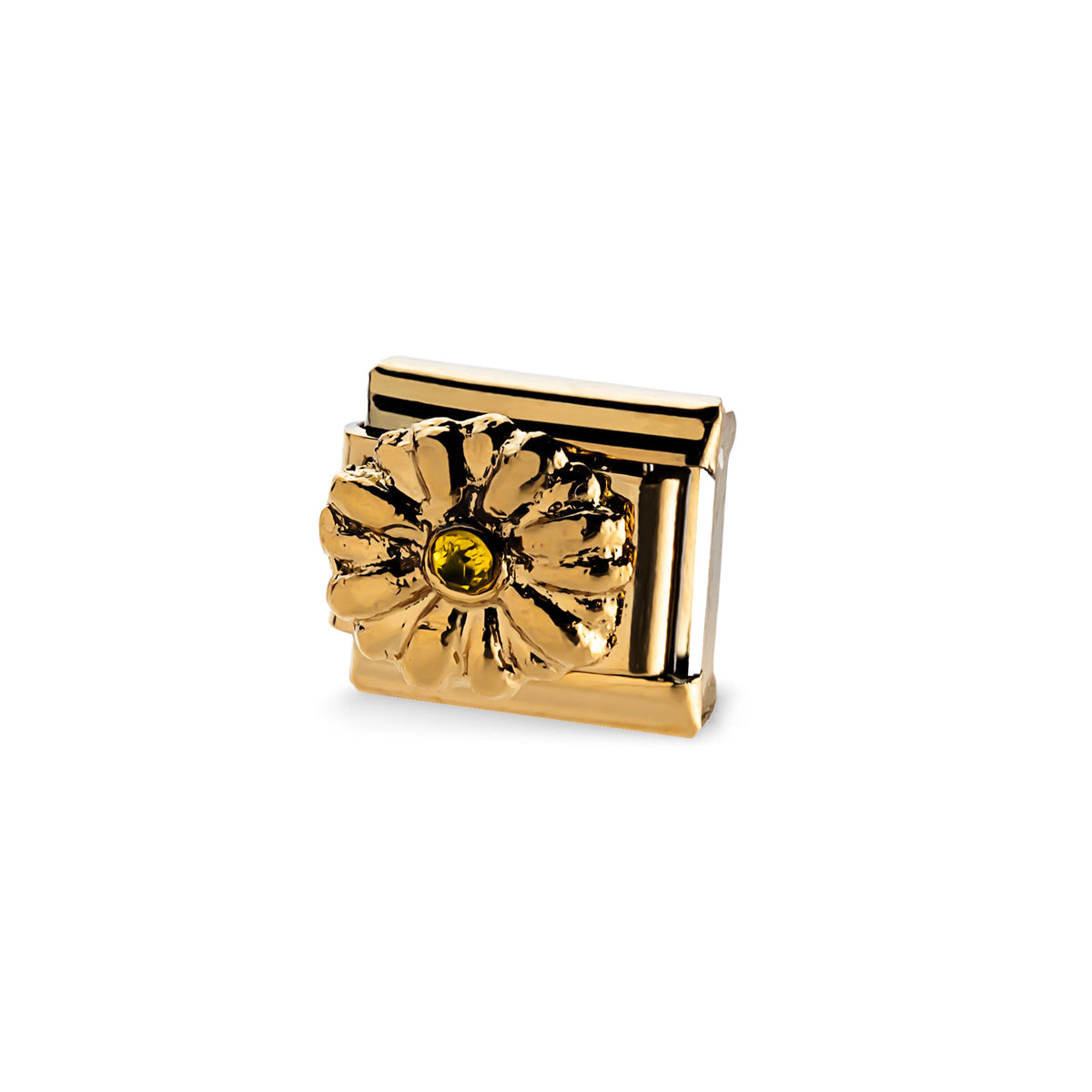 Eslabón italiano con flor con cristal 11x9mm