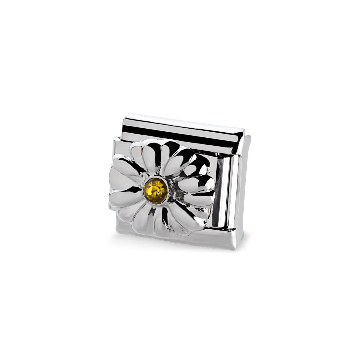 Eslabón italiano con flor con cristal 11x9mm