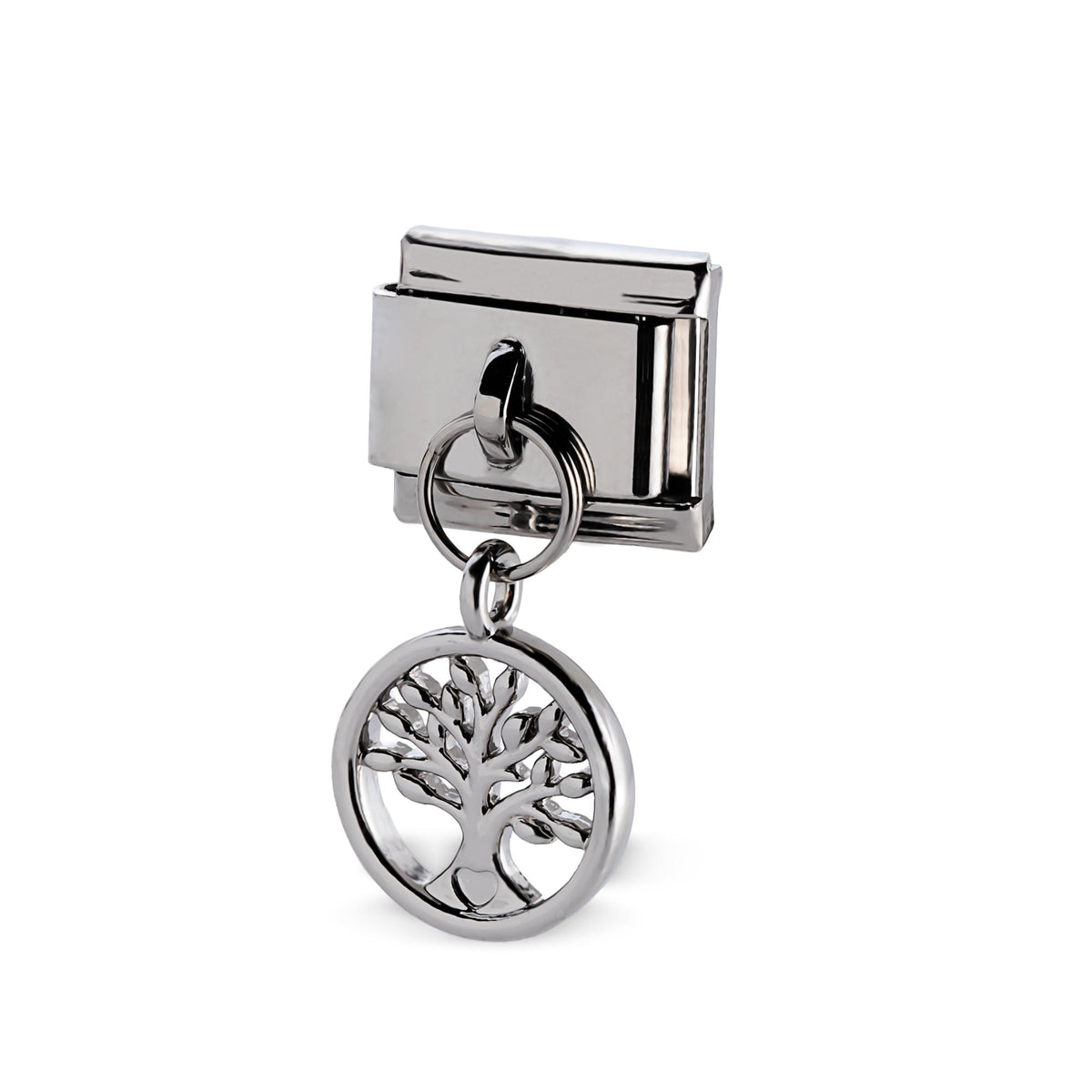 Eslabón italiano con dije colgante calado del árbol de la vida 11x9mm