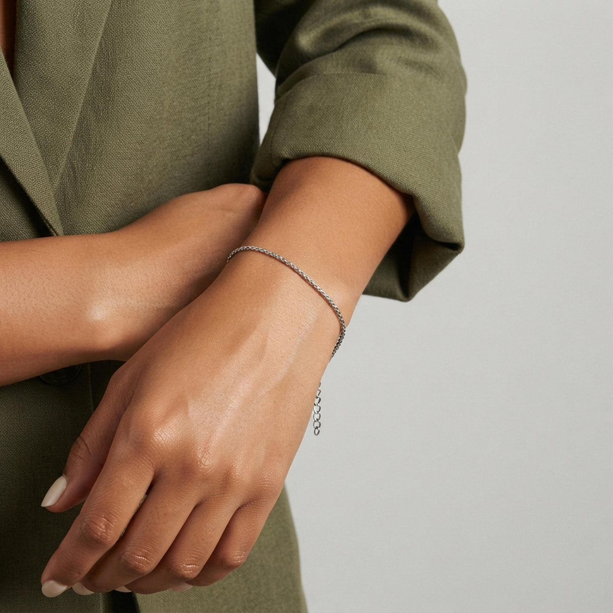 Pulsera de cadena estilo Singapur fina 2mm con extension 17+3cm