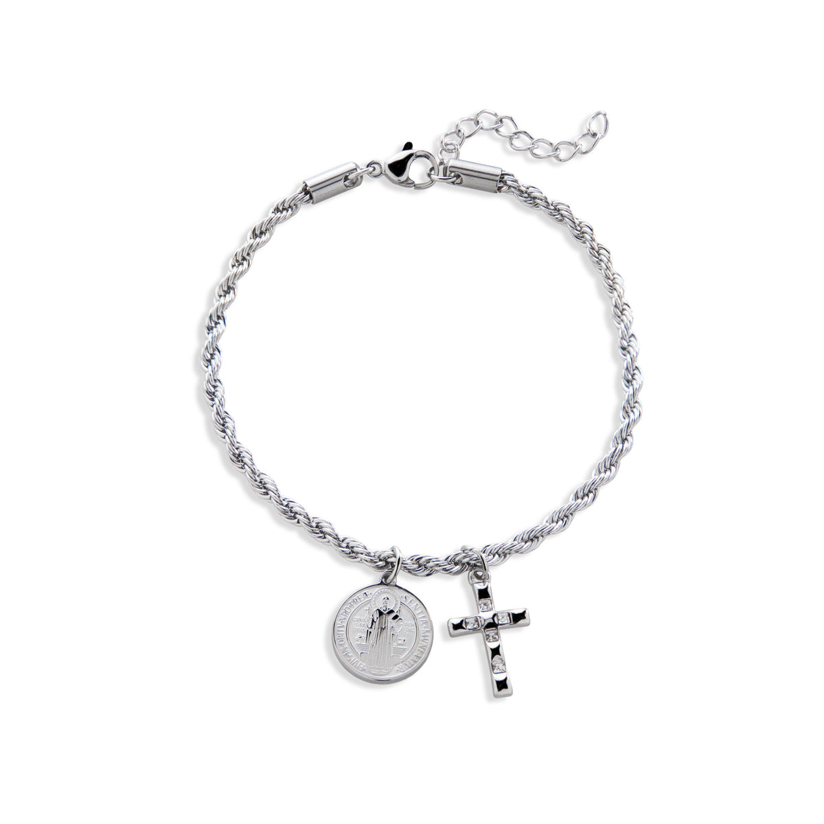Pulsera torsal Cruz y San Benito colgantes 18-20cm