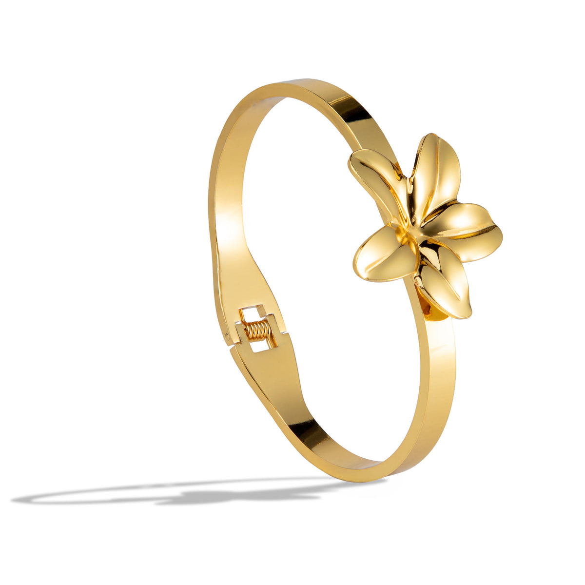 Brazalete con flor lisa broche a presion 6cm