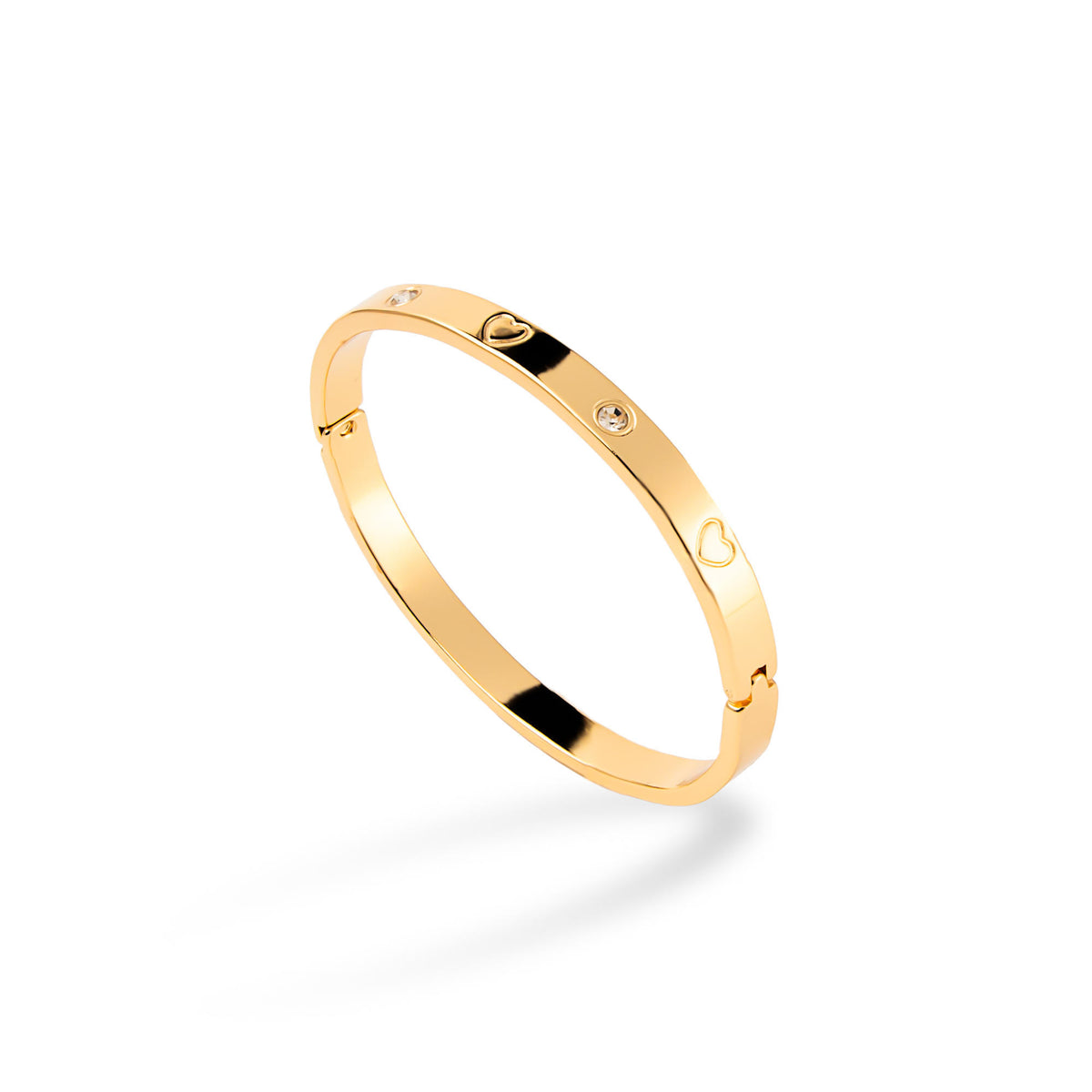 Brazalete con cristales y corazones broche a presion 6cm
