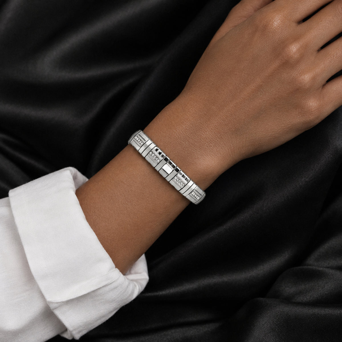 Brazalete ajustable de extensible con cristales 10mm