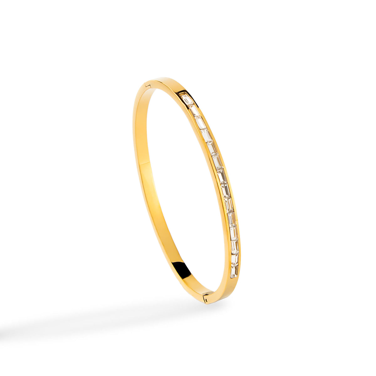Brazalete con cristales baguete  broche a presion 6cm