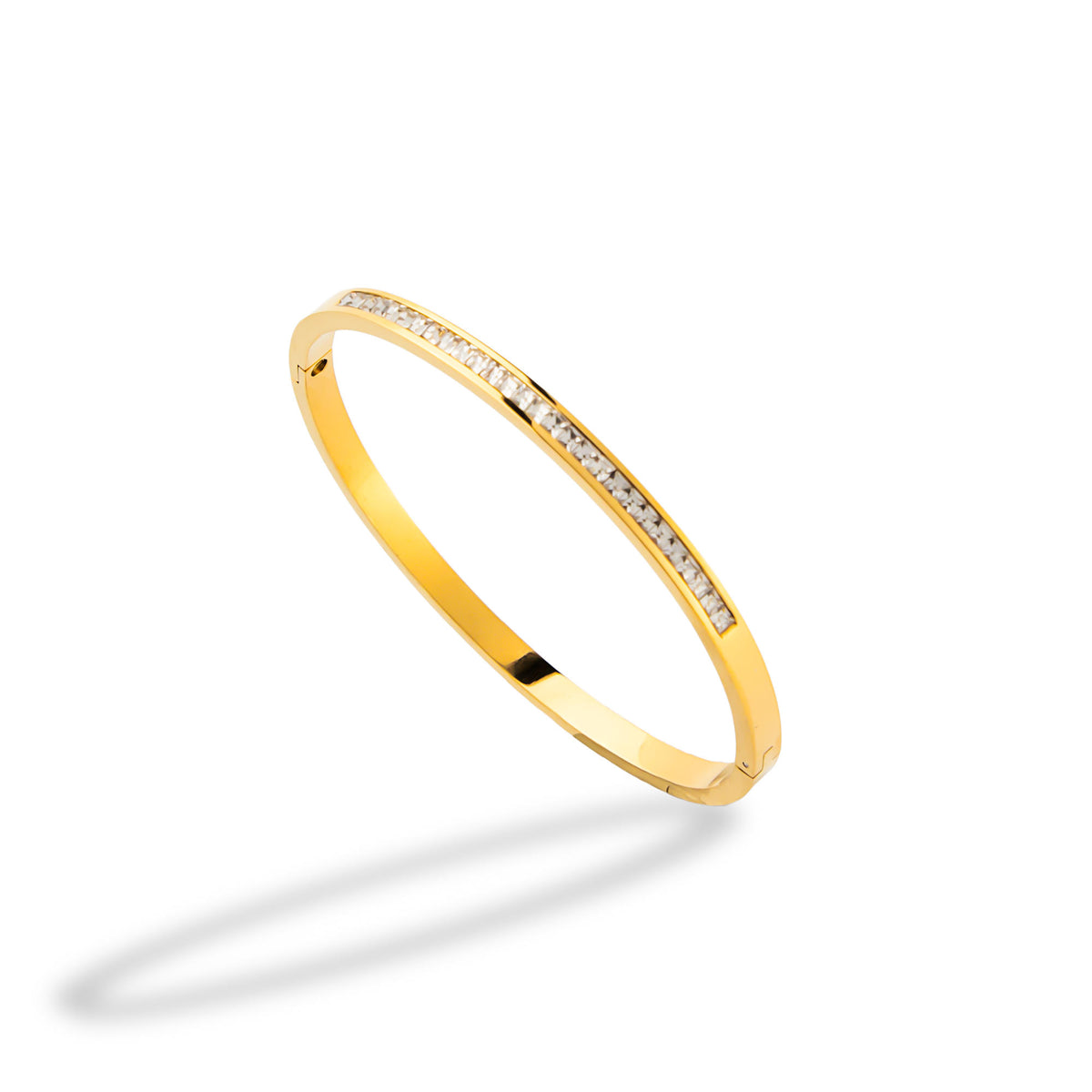 Brazalete con cristales cuadrados  broche a presion 6cm