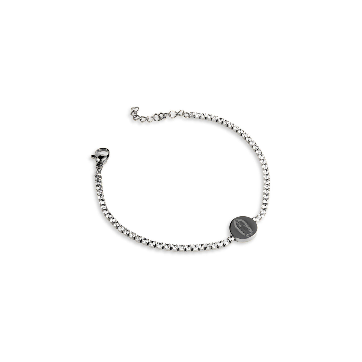 Pulsera de tenis con cristales Medalla Virgen de Guadalupe 17-20cm