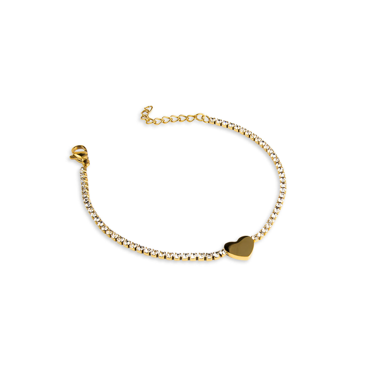 Pulsera de tenis con cristales corazon liso 17-20cm