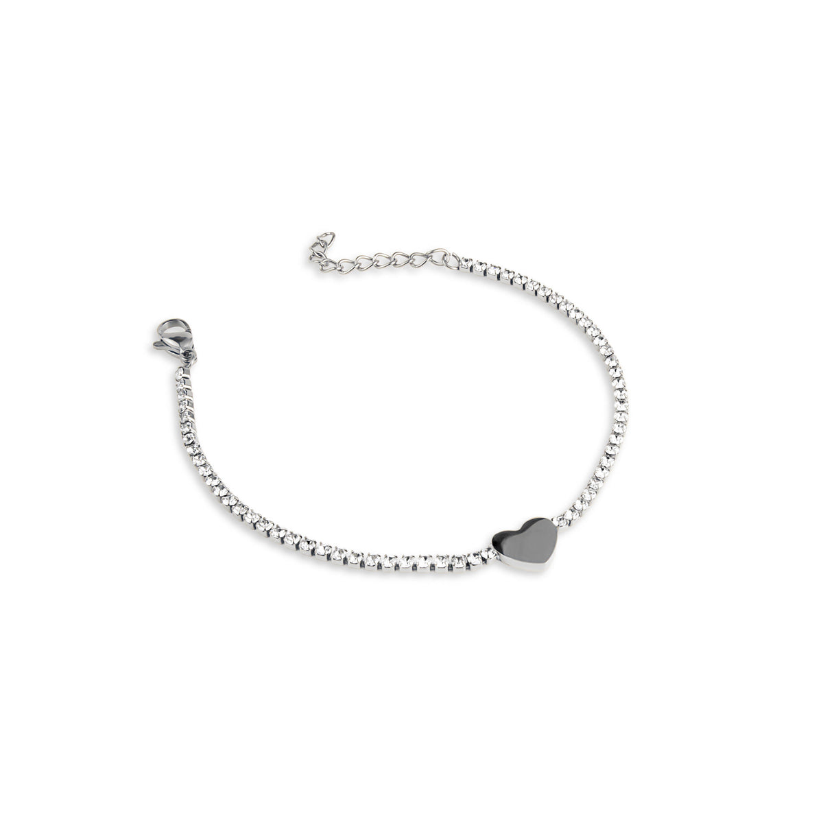 Pulsera de tenis con cristales corazon liso 17-20cm