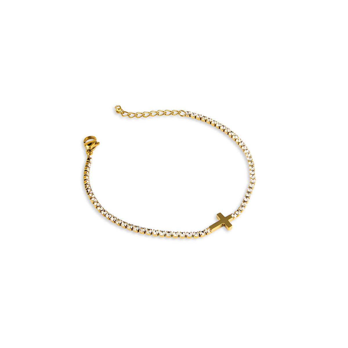 Pulsera de tenis con cristales Cruz lisa 17-20cm
