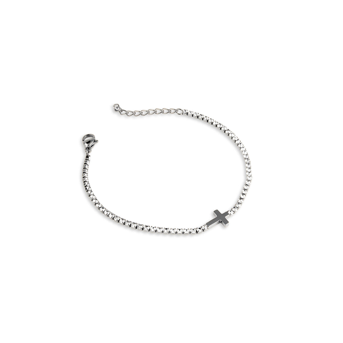 Pulsera de tenis con cristales Cruz lisa 17-20cm