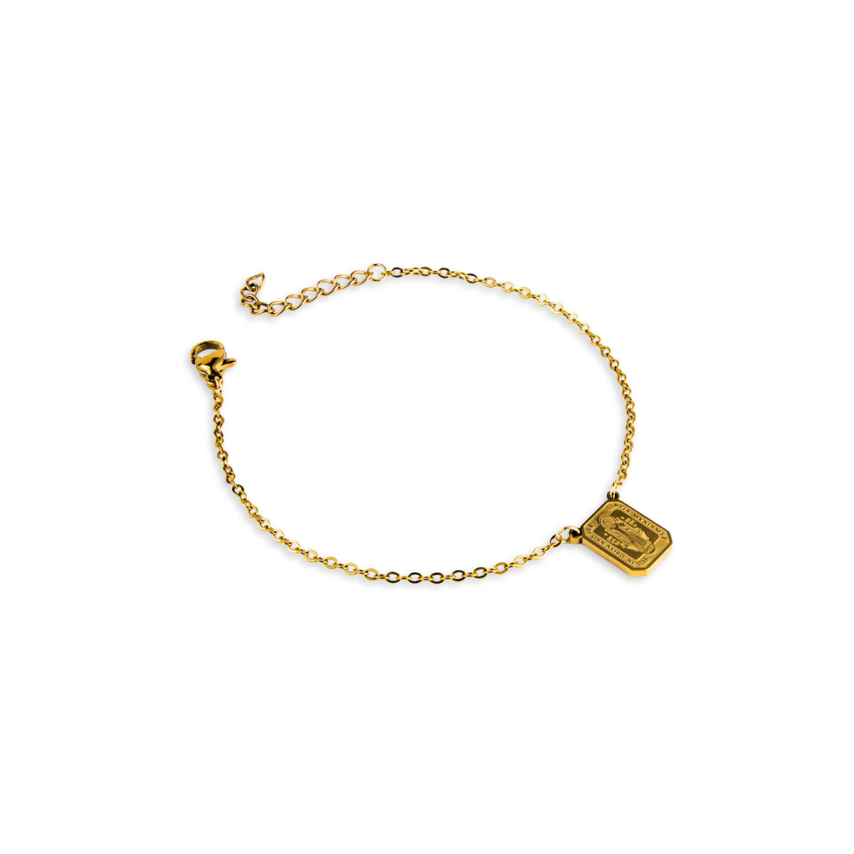 Pulsera de eslabon con dije colgante cuadrado de San Benito 17-20cm