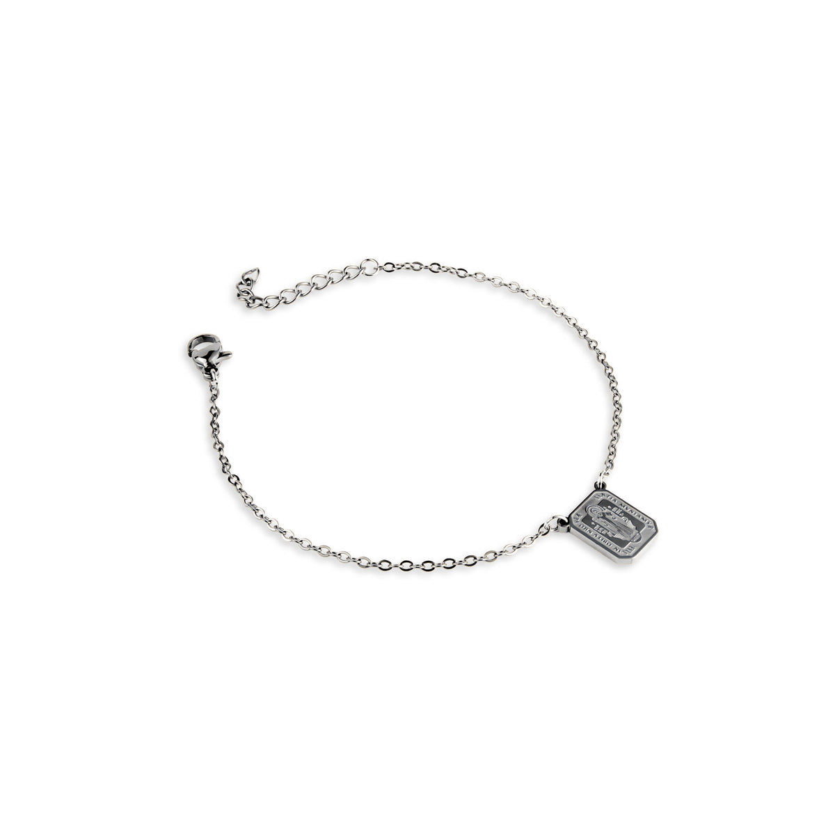 Pulsera de eslabon con dije colgante cuadrado de San Benito 17-20cm
