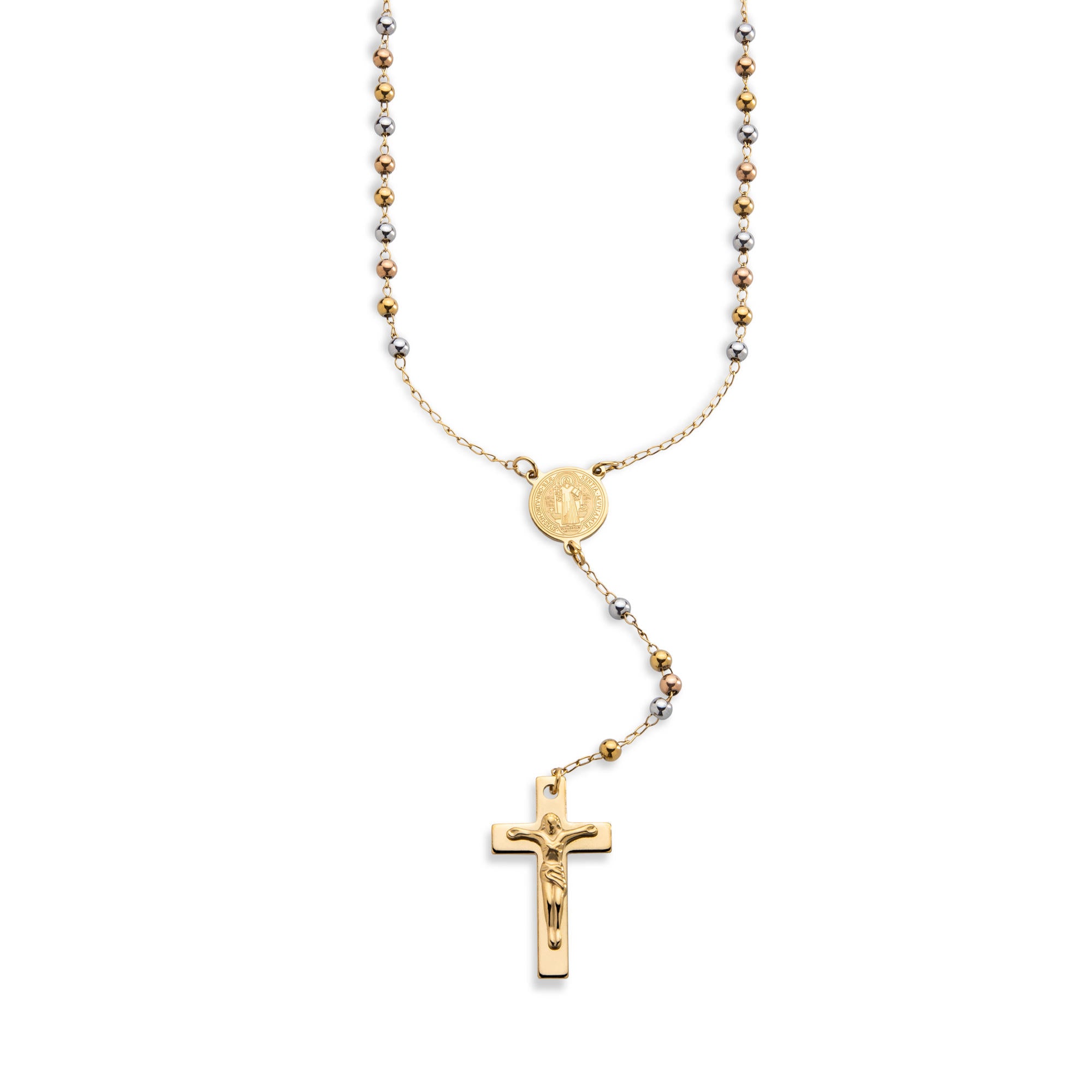 Rosario balin liso San Benito Crucifijo colgante 67cm