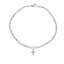 Tobillera de cadena doble con cruz colgante y cristal 23cm