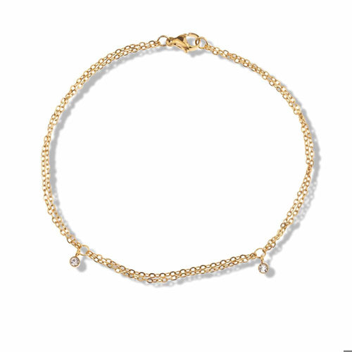 Tobillera doble con colgantes de cristal 23cm