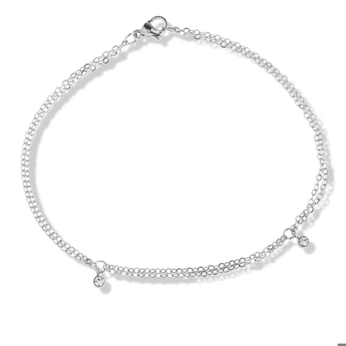 Tobillera doble con colgantes de cristal 23cm
