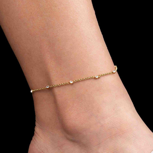 Tobillera eslabon con cristales 23cm