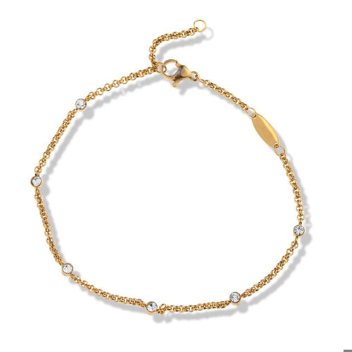 Tobillera eslabon con cristales 23cm