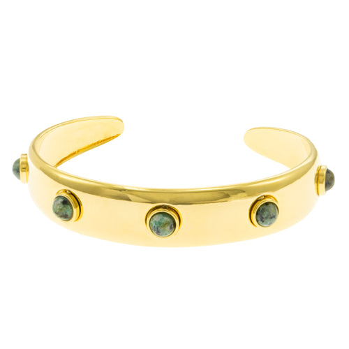 Brazalete Ajustable Liso con Piedra Malaquita 13MM