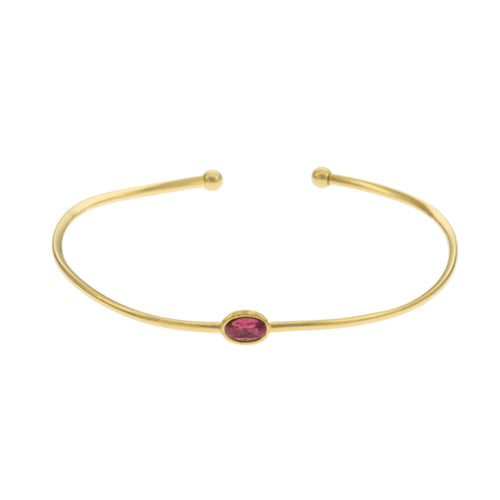 Brazalete Ajustable Tubular con Circonia Fucsia 3MM