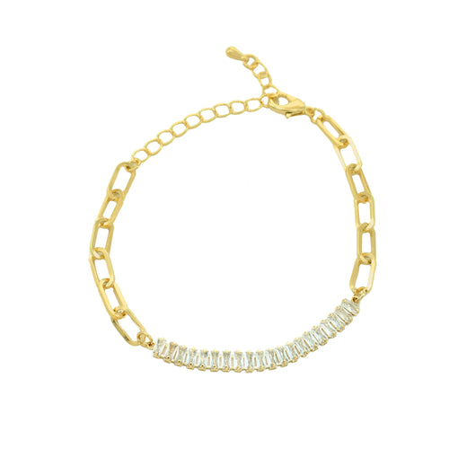 Esclava eslabon largo con circonias baguet cristal 17cm