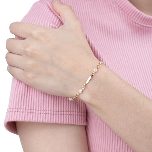 Pulsera de eslabon barrita y perla 22cm