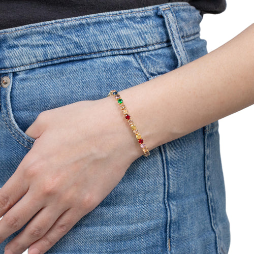 Pulsera con circonias multicolor 18cm