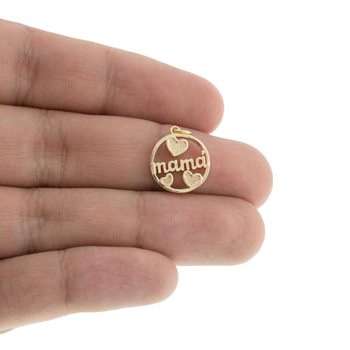 Dije redondo de mama con corazones 15mm