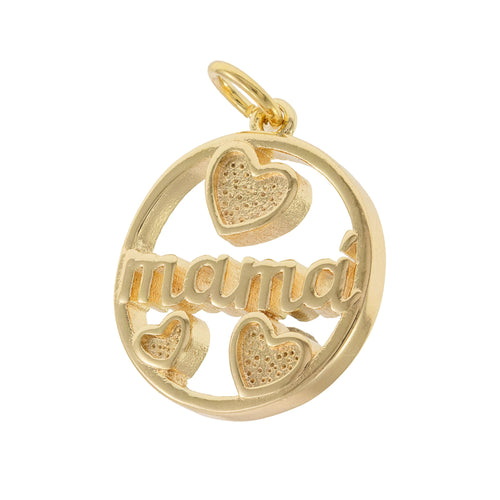 Dije redondo de mama con corazones 15mm